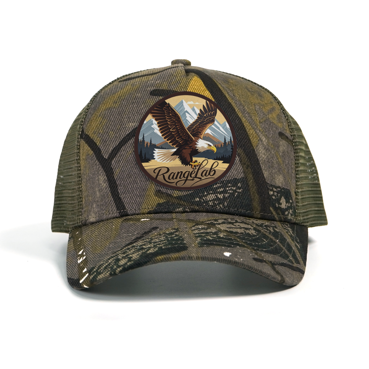 RANGELAB Camo Trucker Hat – Outdoor Hunting Mesh Cap with Printed Patch, Adjustable Snapback for Men & Women