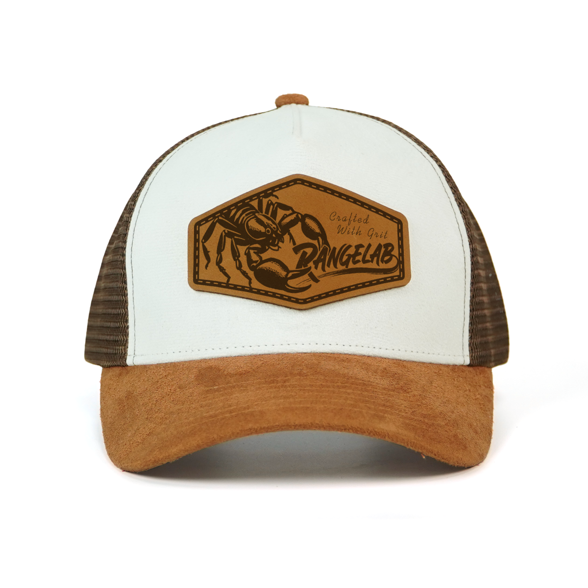 Rangelab WildCraft Trucker Hat – Suede Brim, Breathable Mesh, Animal Leather Patch (Adjustable 22.5″–25″)