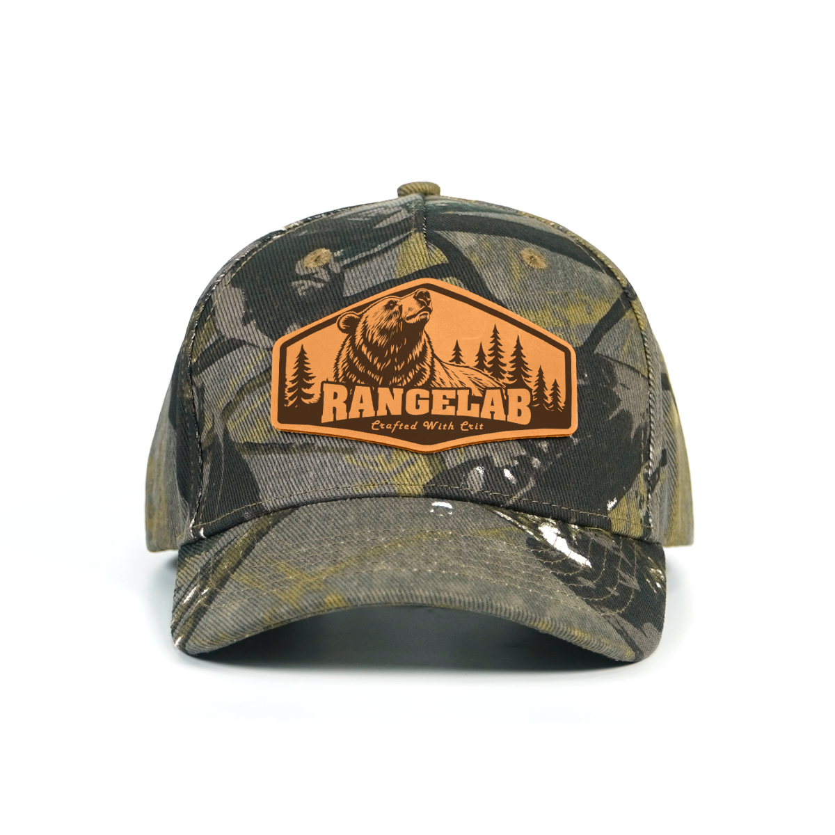 RANGELAB Camo Snapback Cap - Leather Animal Patch | Adjustable Outdoor Hat