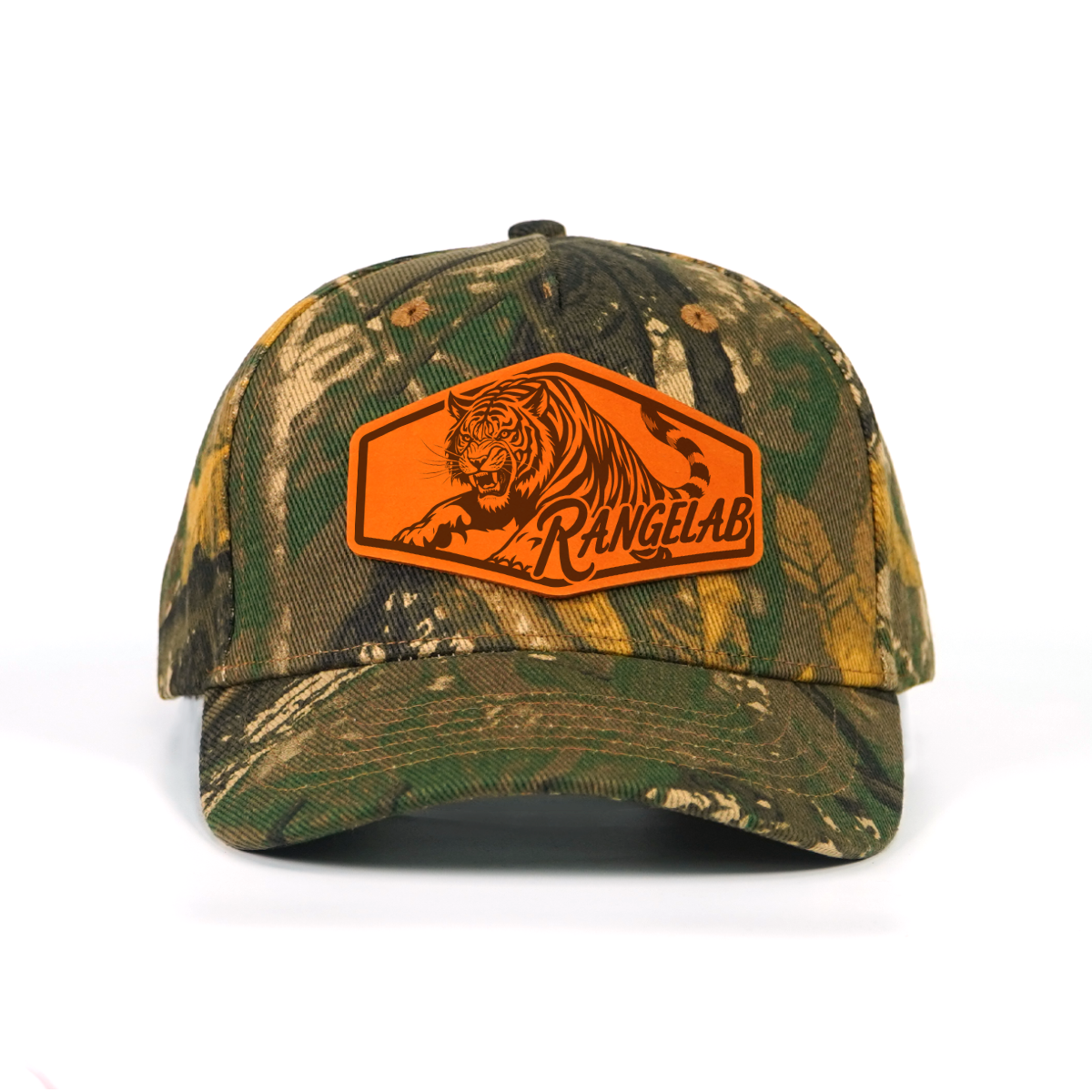 Rangelab Camo Snapback Hat - Adjustable Leather Animal Patch Cap