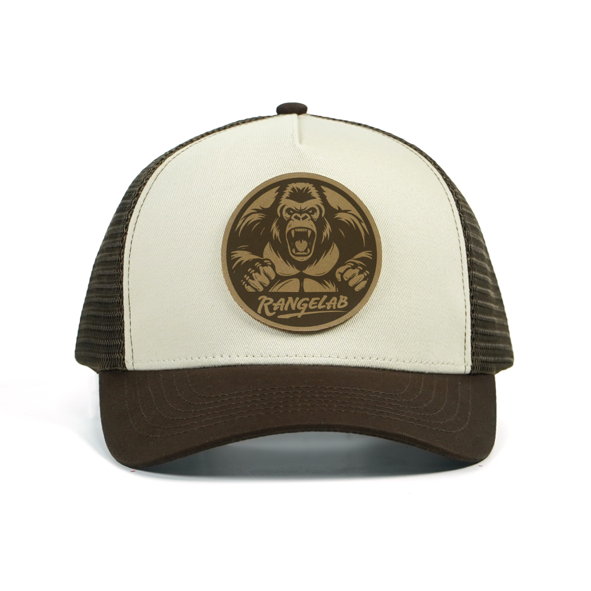 Rangelab Trucker Hat – Vintage Leather Patch Mesh Cap (Octopus / Buffalo / Whale / Alligator / Gorilla Designs)
