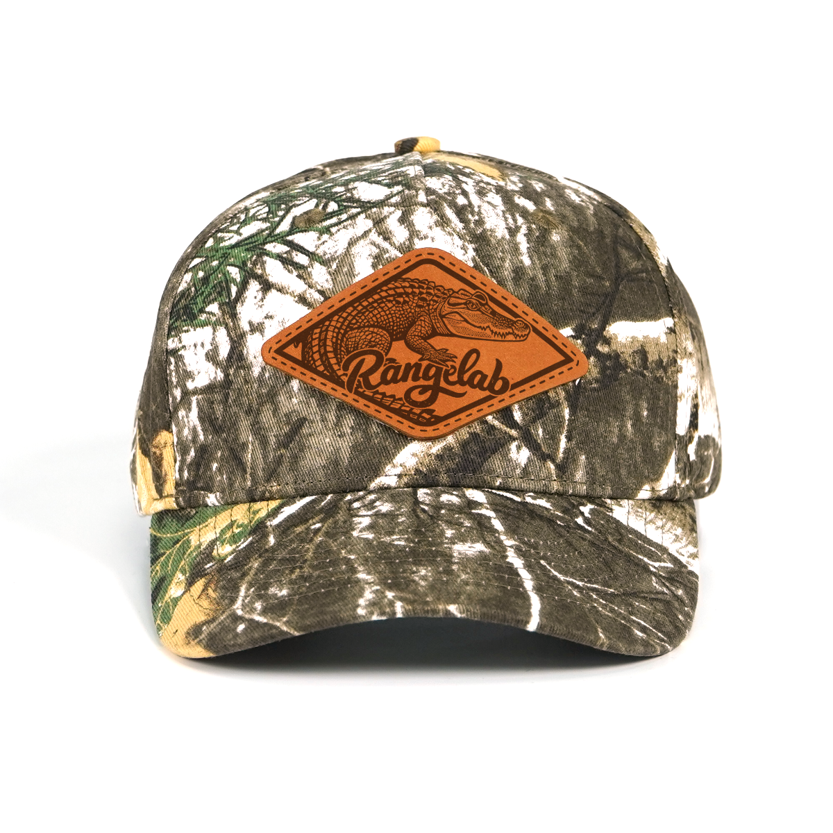Rangelab Camo Snapback Hat – Laser-Engraved Wildlife Leather Patch, Adjustable Fit (22.5″–25″)