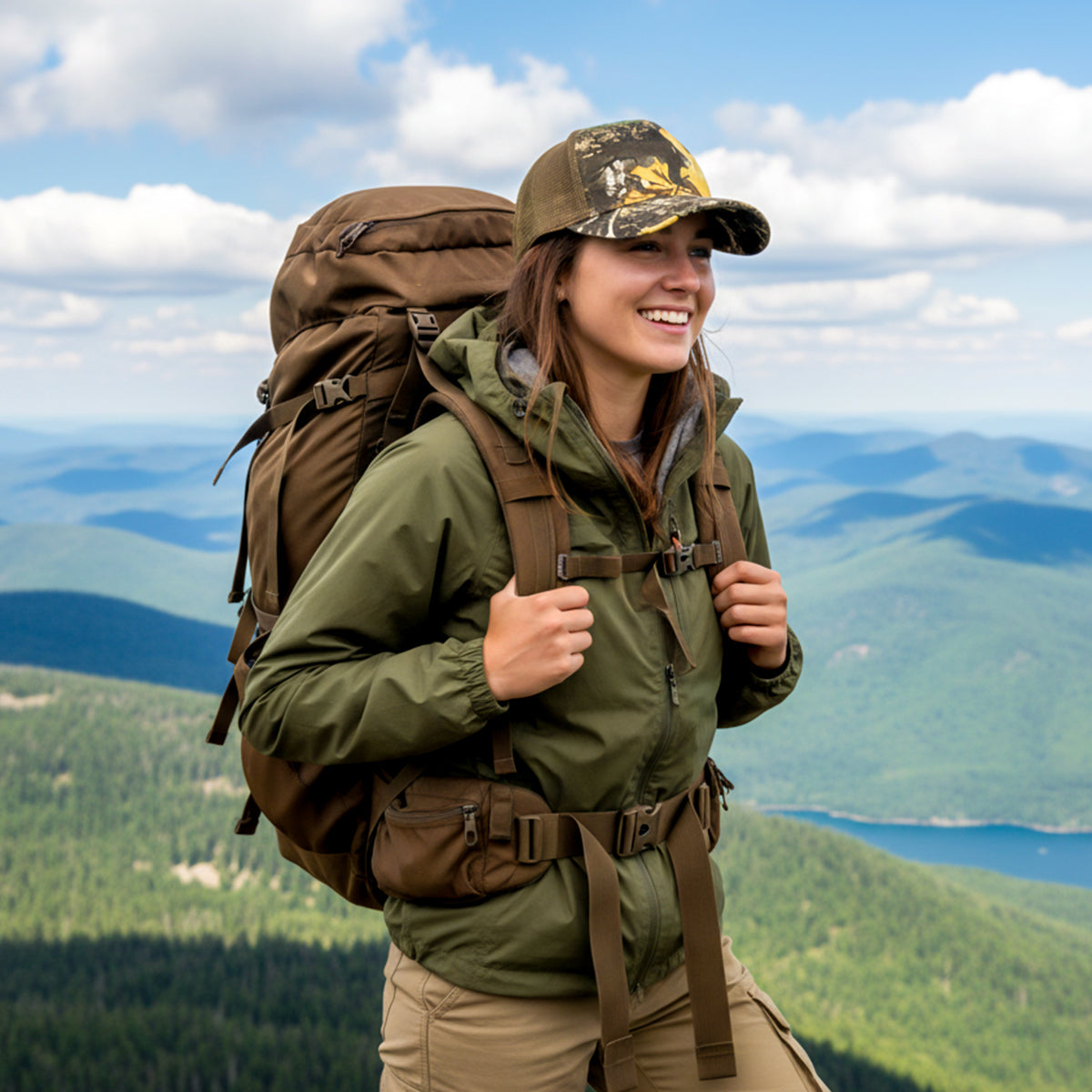 RANGELAB Camo Mesh Trucker Hat – Breathable Tactical Snapback Cap for Outdoor Adventures, Hiking, Hunting & Everyday Wear (Unisex)