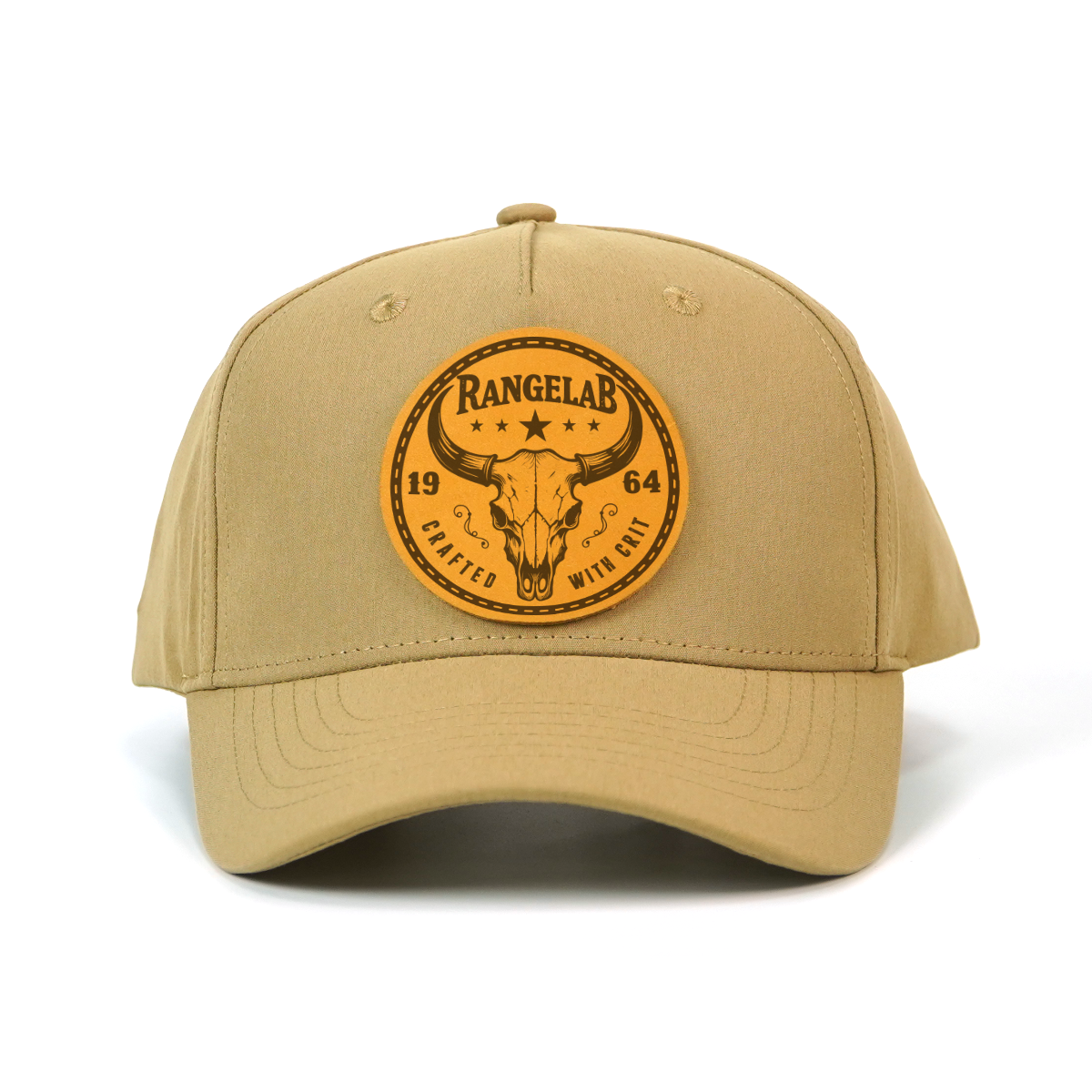 RANGELAB Leather Patch Trucker Hat for Men & Women – Outdoor Adventure Cap, Adjustable Snapback Fit, Durable Khaki Cotton, Crafted with Grit
