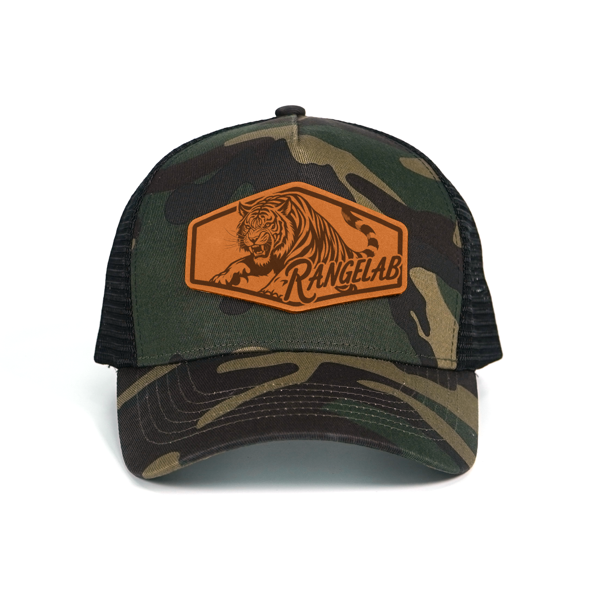 RANGELAB Camo Trucker Hat – Real Leather Patch with Breathable Mesh Back