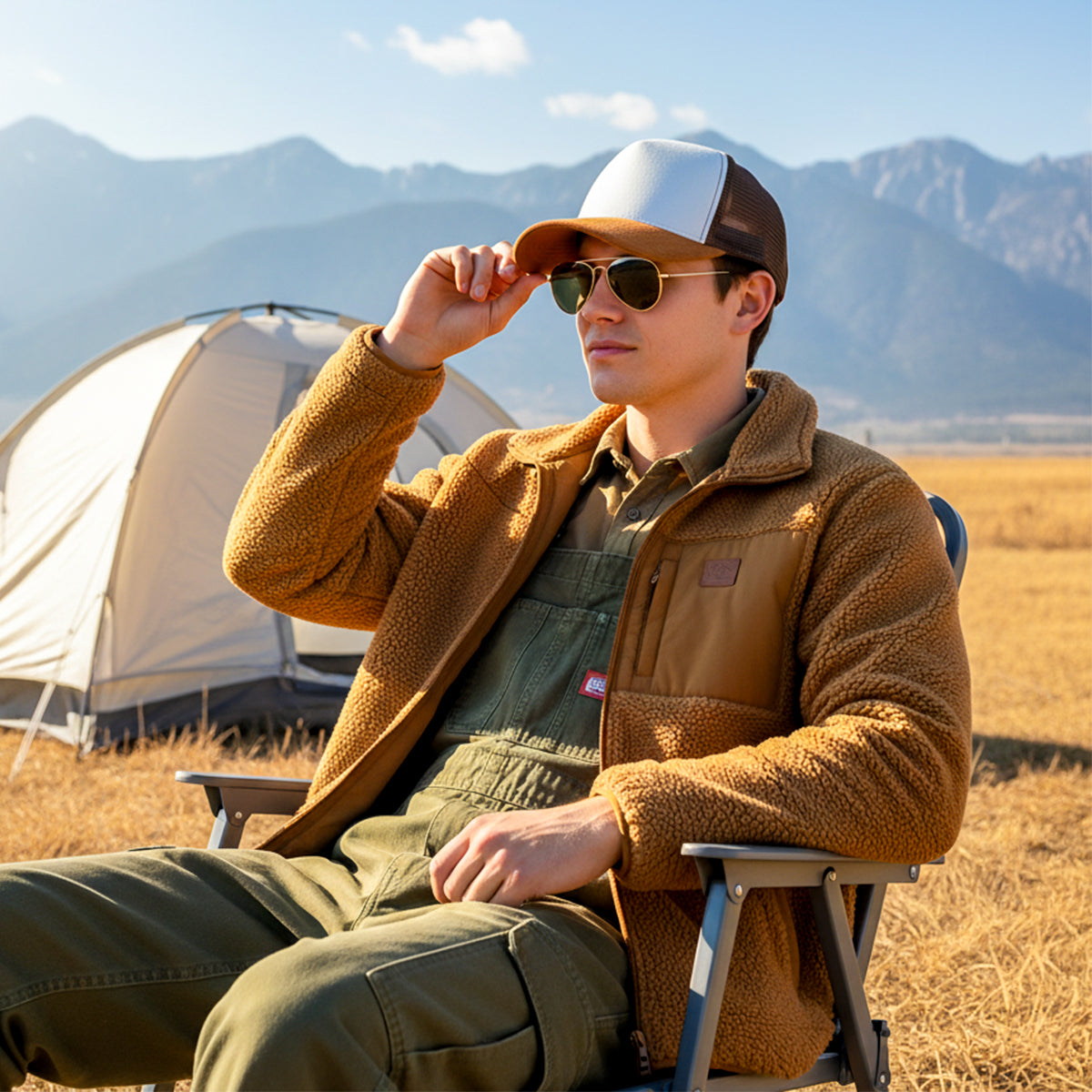 RANGELAB Premium Suede Brim Trucker Hat – Breathable Mesh Back, Outdoor Comfort Fit Cap