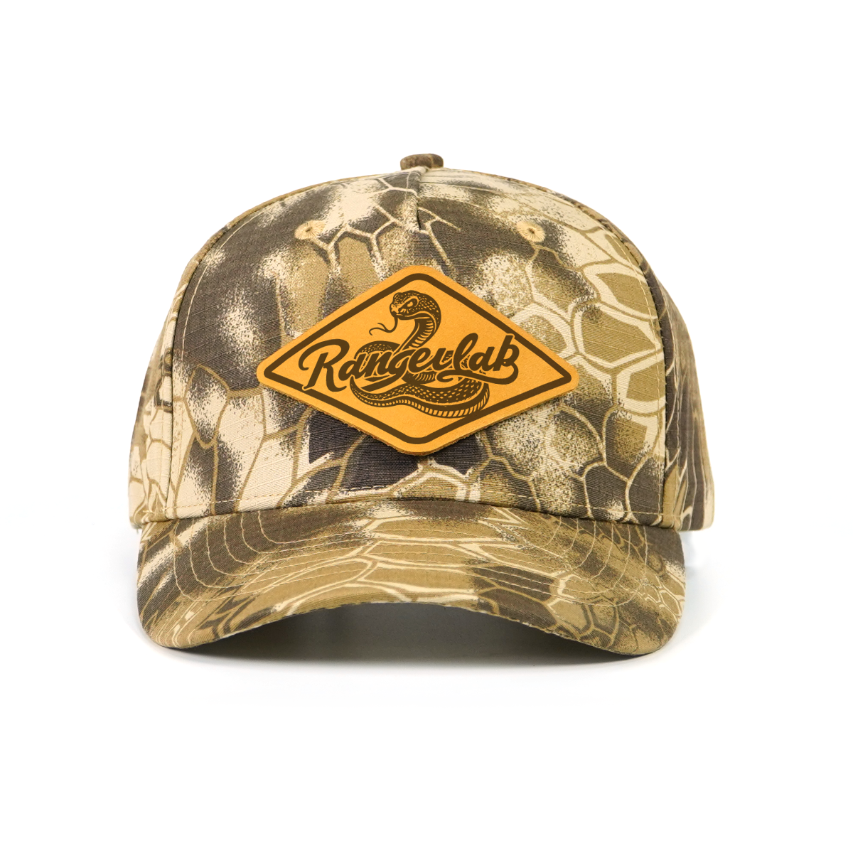 Rangelab Camo Baseball Cap with Leather Animal Patch - Adjustable Snapback for Outdoor Adventure