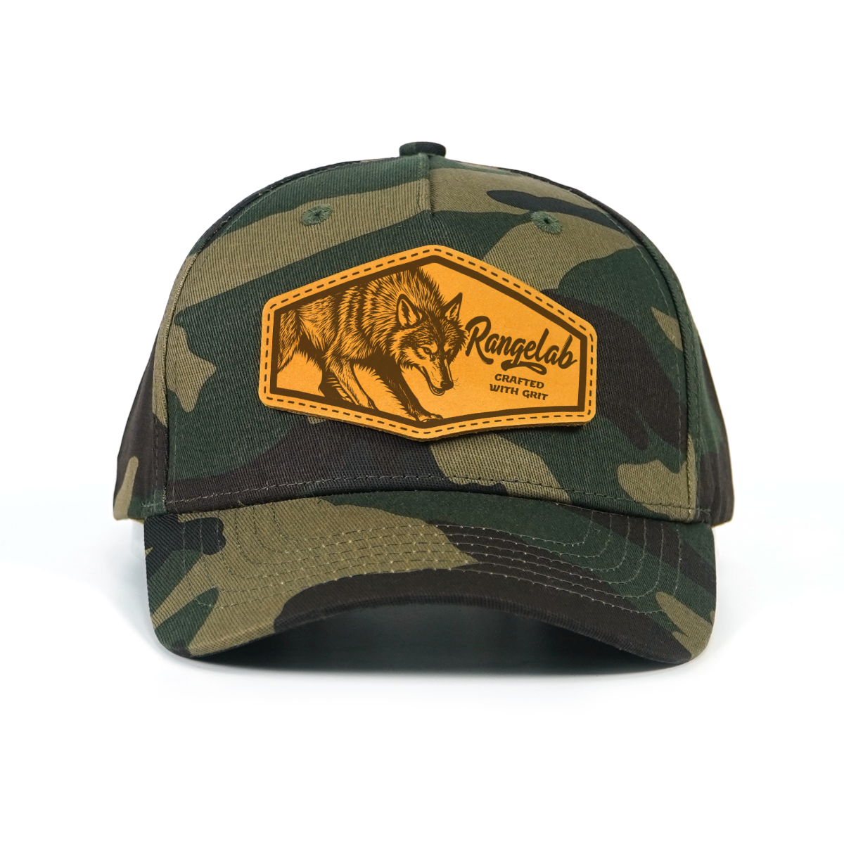 Rangelab Camo Snapback Hat – Wildlife Leather Patch, Adjustable Fit (22.5″–25″) | Outdoor & Daily Style