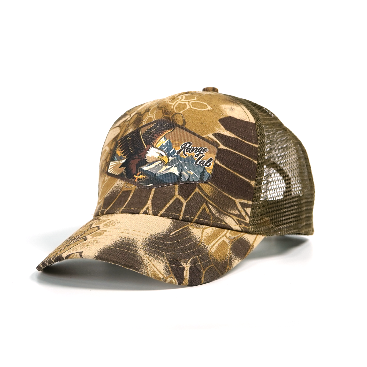 RANGELAB Outdoor Camo Trucker Hat for Men & Women – Classic Mesh Snapback Cap, Breathable Adjustable Fit, Eagle & Cheetah Patch Designs