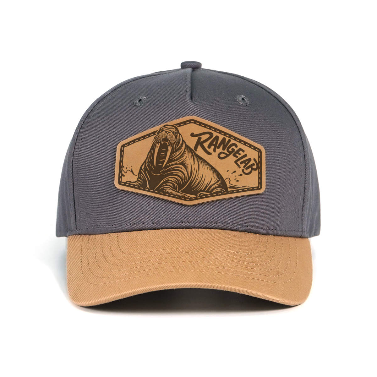 Rangelab Wildlife Leather Patch Snapback Hat - Adjustable Adventure Cap (Bear/Wolf/Shark/Walrus/Sea Turtle)