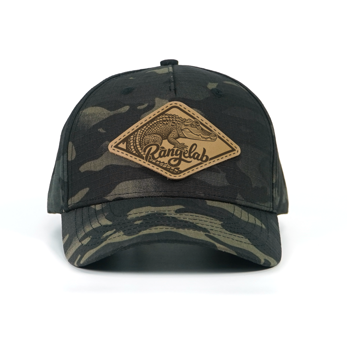 RANGELAB Tactical Camo Snapback Cap - Adjustable Fit with Leather Wildlife Patch