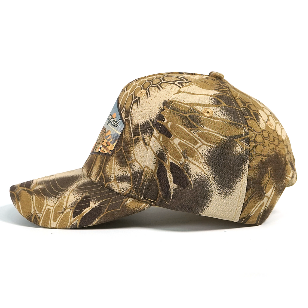 RANGELAB Unisex Camo Snapback Hat – Outdoor Hiking & Streetwear Cap with Animal Leather Patch (Eagle / Cheetah)