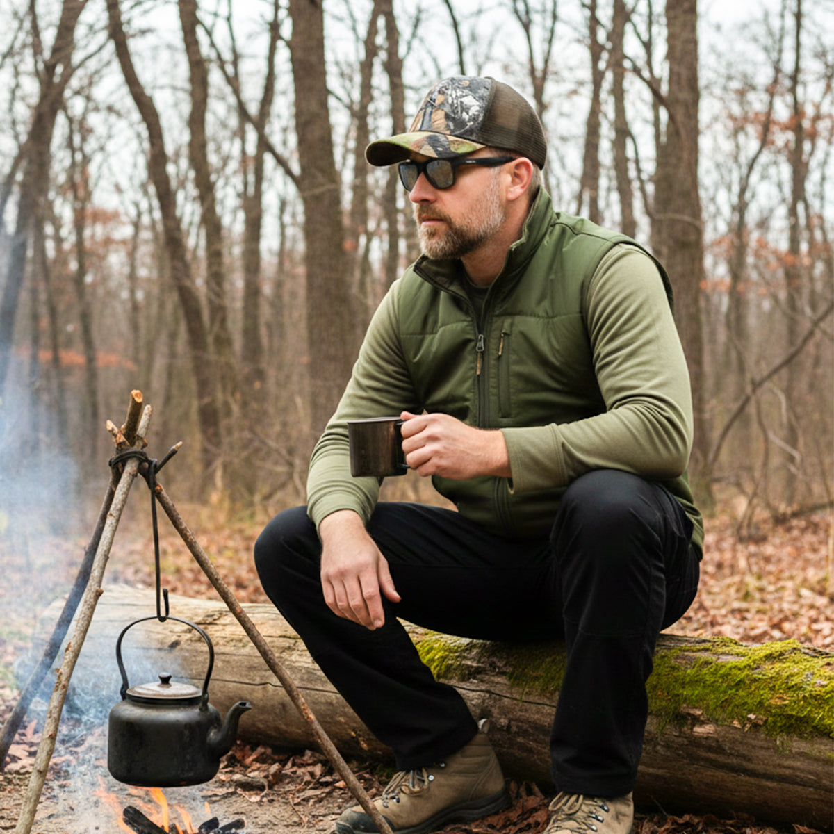 Rangelab Camo Mesh Trucker Hat – Adjustable Outdoor Hunting Cap, Breathable Snapback for Men