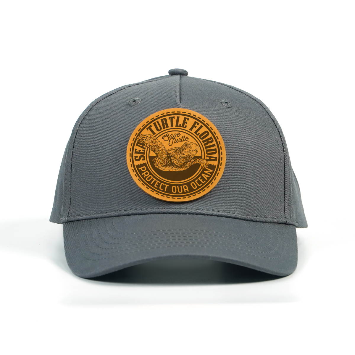 RANGELAB Leather Patch Hat – Premium Snapback Cap for Men & Women | Outdoor Adventure Style, Sea Turtle & Wildlife Collection, Adjustable Fit, Durable Cotton Twill