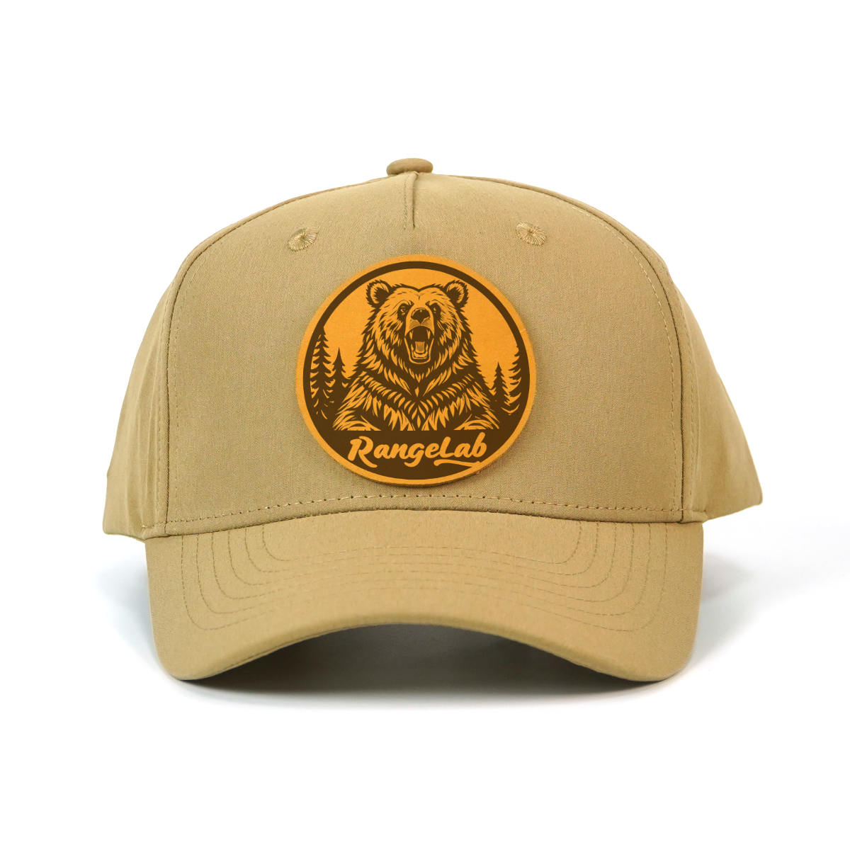 RANGELAB Leather Patch Trucker Hat for Men & Women – Outdoor Adventure Cap, Adjustable Snapback Fit, Durable Khaki Cotton, Crafted with Grit