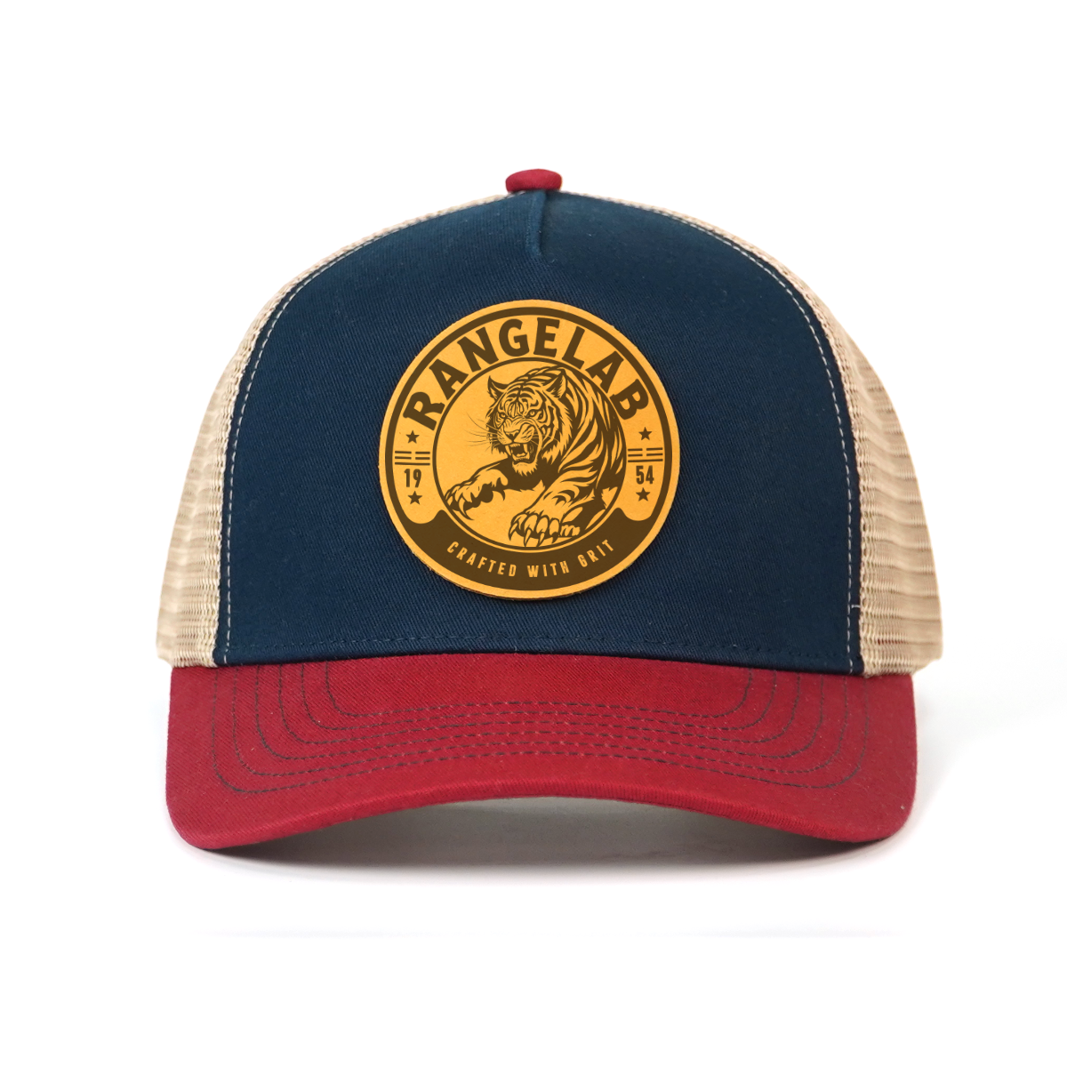 RANGELAB Leather Patch Trucker Hat – Vintage Adventure Cap for Outdoor Lovers