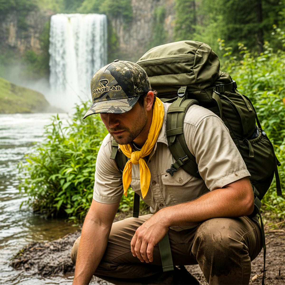 RANGELAB Camo Baseball Cap – Adjustable Tactical Hat for Men | Outdoor, Hunting, Hiking & Range Gear