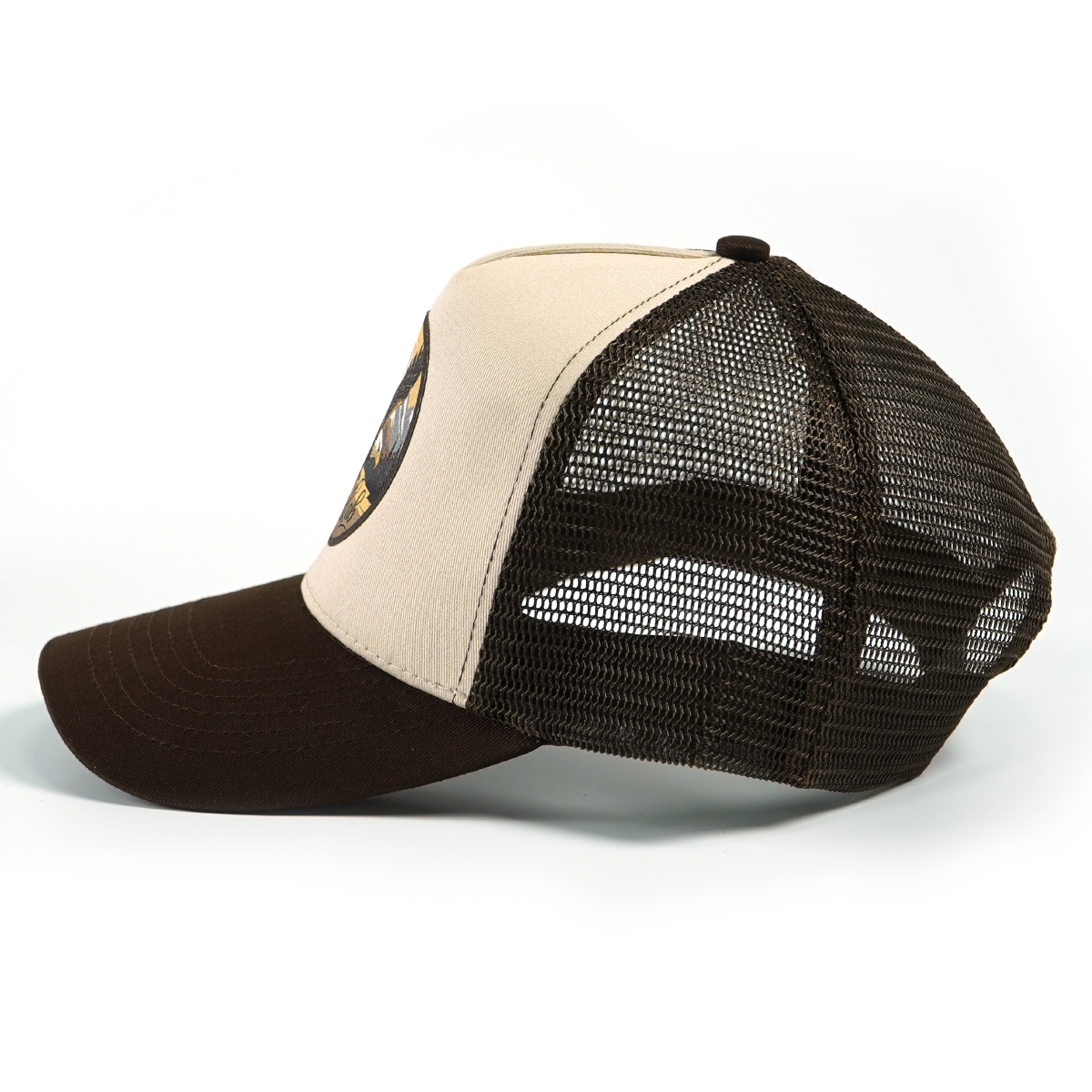 RANGELAB Adventure Trucker Hat – Mountain-Inspired Mesh Cap with Durable Leather Patch, Adjustable Fit (Eagle / Cheetah Designs)