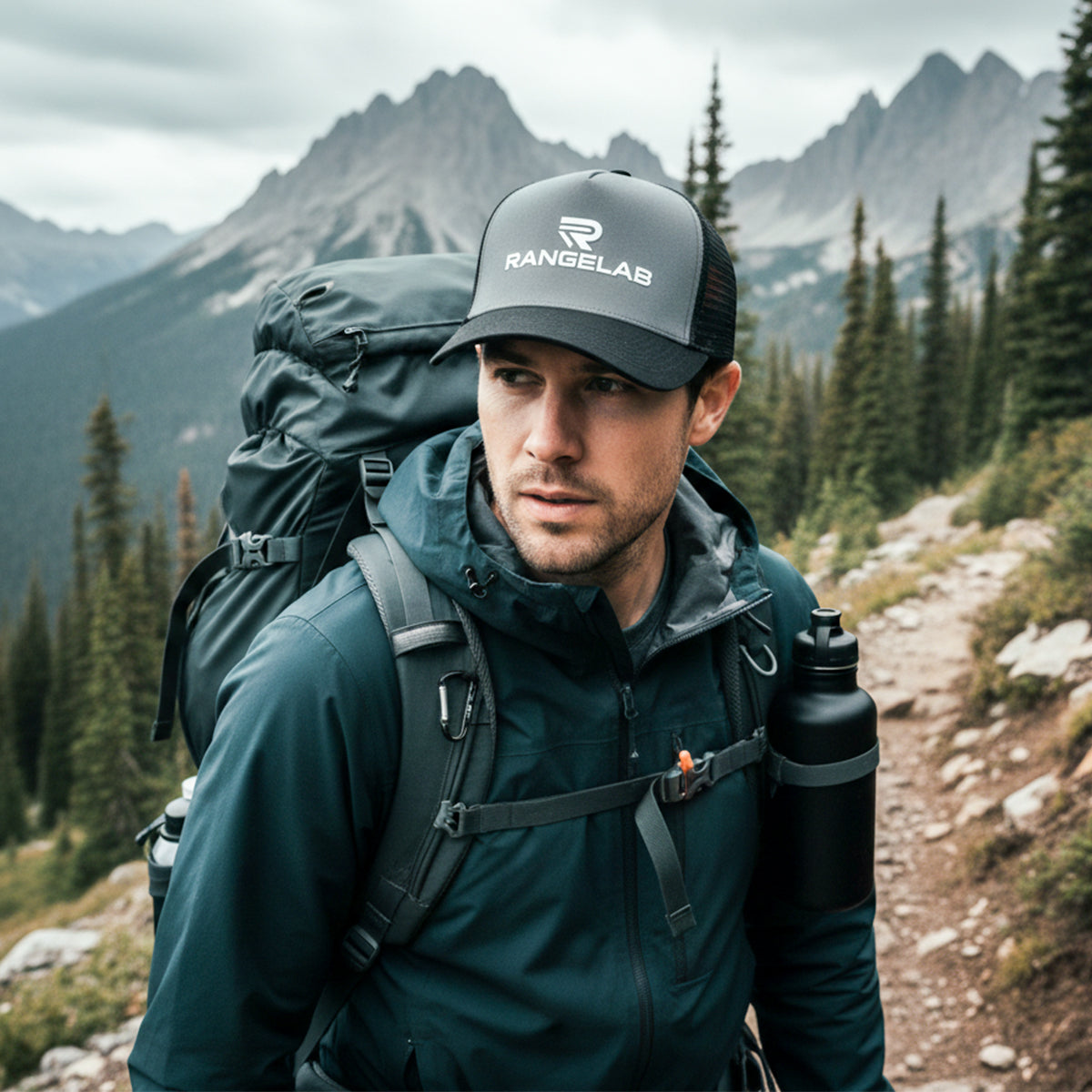 RANGELAB “Crafted with Grit” Trucker Hat – Breathable Mesh Back, Adjustable Fit Outdoor Cap for Men & Women