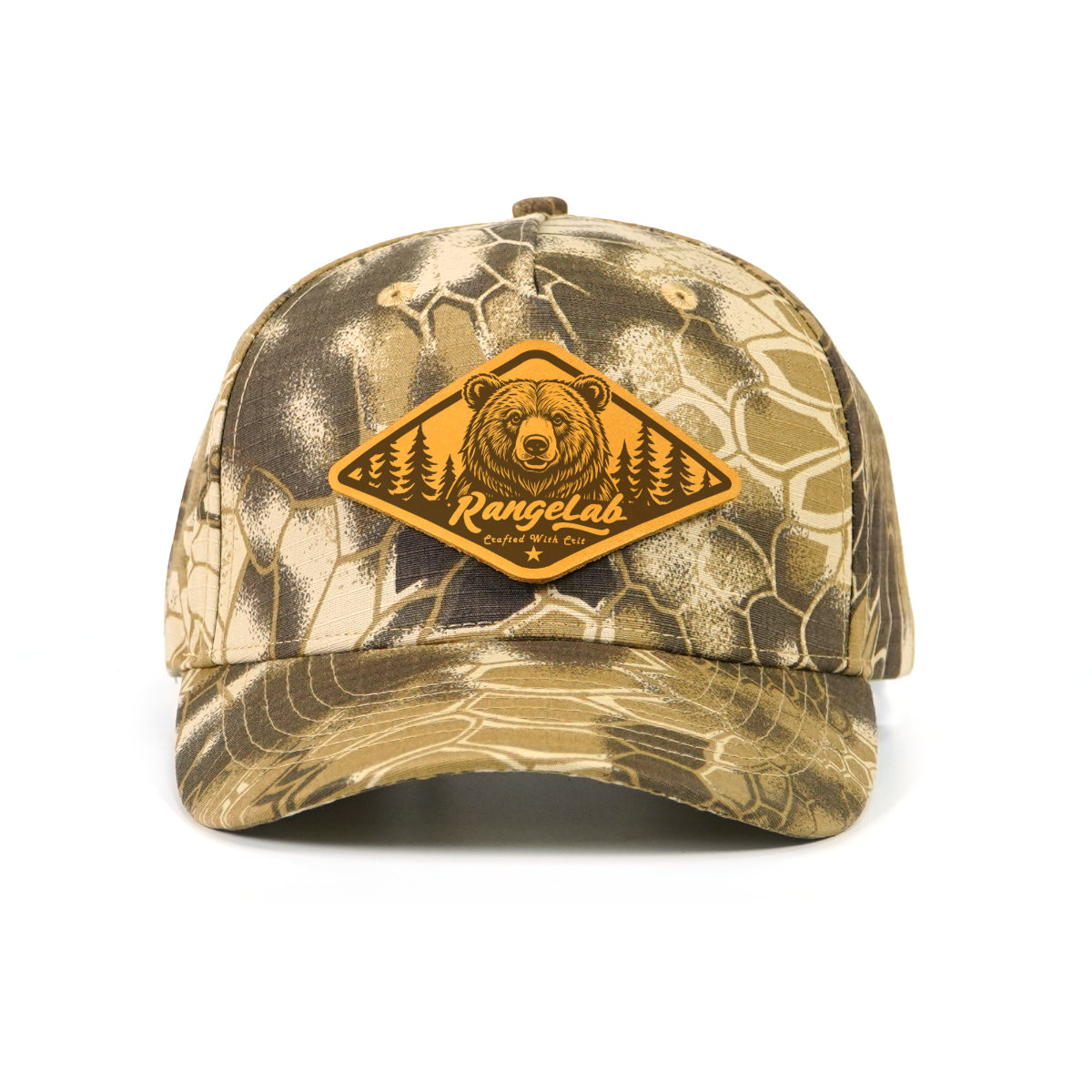 Rangelab Camo Baseball Cap with Leather Animal Patch - Adjustable Snapback for Outdoor Adventure