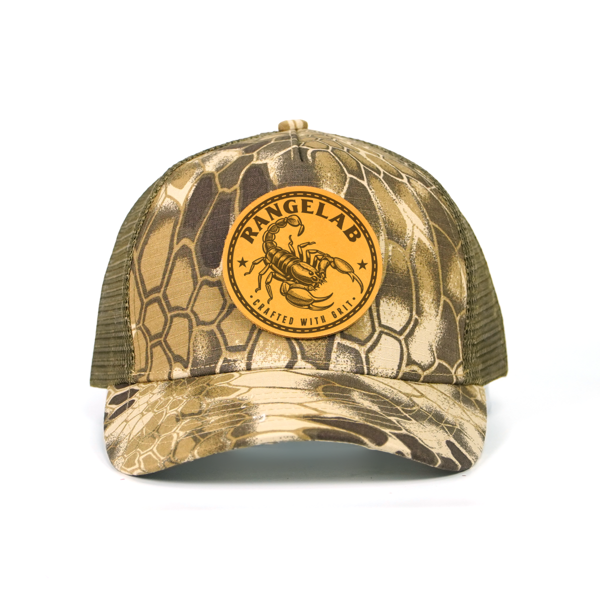 Rangelab Camo Mesh Cap - Adjustable Snapback with Wildlife Leather Patch | Outdoor Adventure Hat for Men & Women