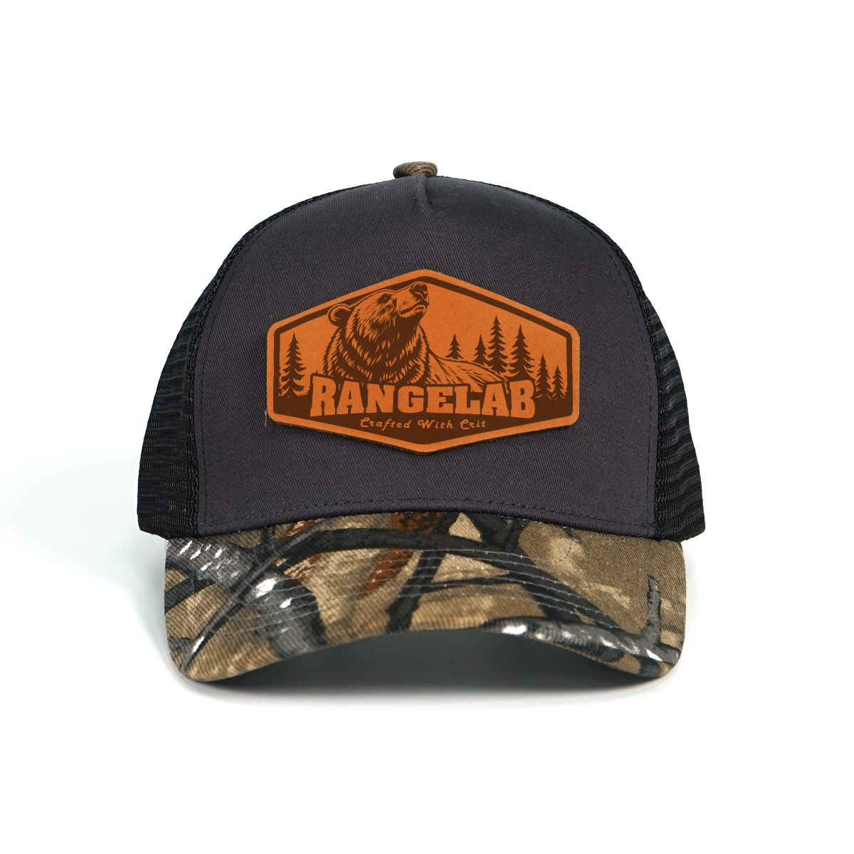 RANGELAB Spirit Beast Trucker Hat - Adjustable Snapback with Leather Wildlife Patch (Tiger, Gator, Grizzly, Eagle, Wolf)
