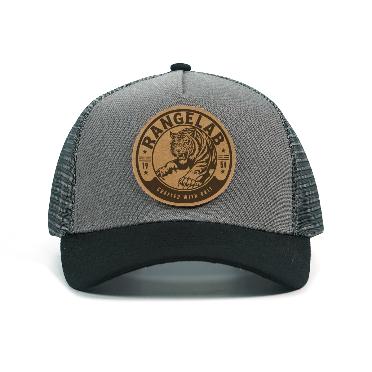 RANGELAB Premium Leather Patch Trucker Hat – Animal Series (Tiger, Gorilla, Eagle, Crocodile, Marlin)