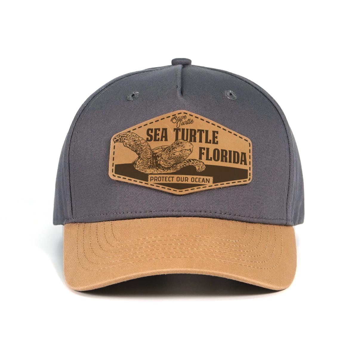 Rangelab Wildlife Leather Patch Snapback Hat - Adjustable Adventure Cap (Bear/Wolf/Shark/Walrus/Sea Turtle)