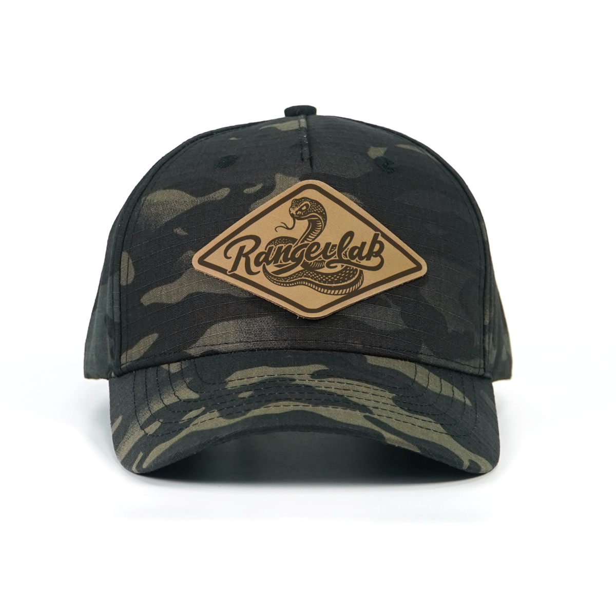 RANGELAB Tactical Camo Snapback Cap - Adjustable Fit with Leather Wildlife Patch