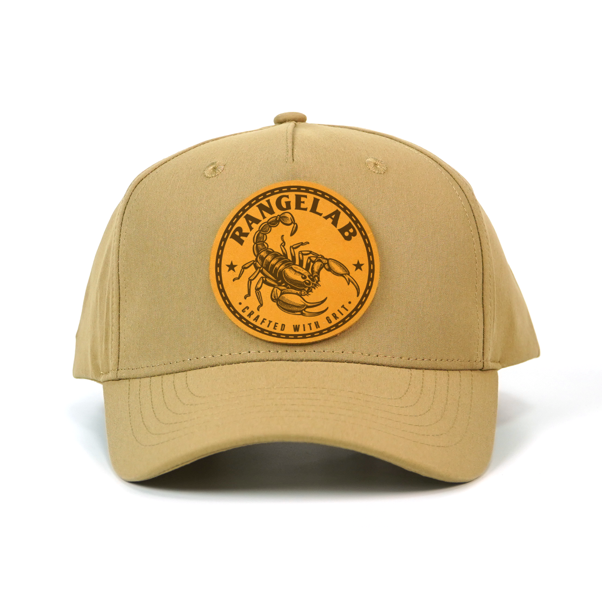 RANGELAB Leather Patch Trucker Hat for Men & Women – Outdoor Adventure Cap, Adjustable Snapback Fit, Durable Khaki Cotton, Crafted with Grit