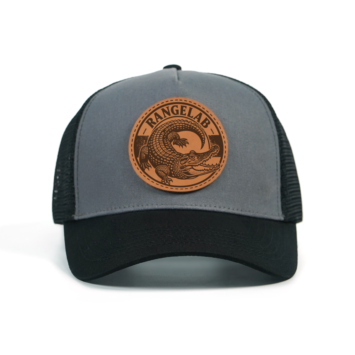 RANGELAB™ Leather Patch Trucker Hat – Premium Adjustable Snapback Cap for Men & Women | Outdoor Adventure Baseball Hat, Mesh Back, Crafted in USA