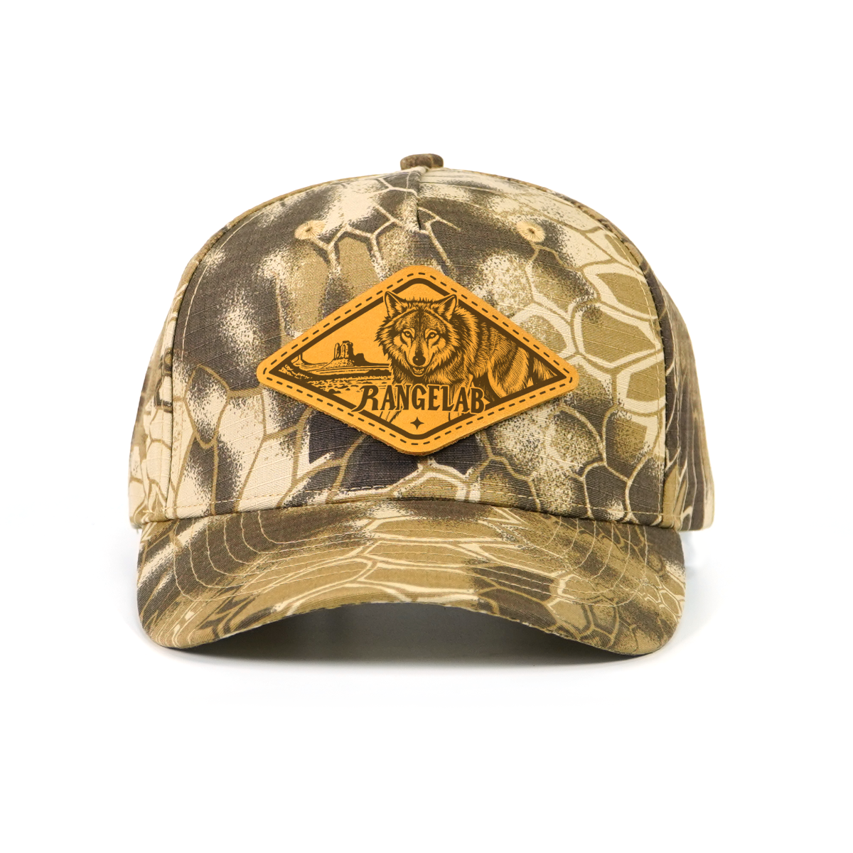 Rangelab Camo Baseball Cap with Leather Animal Patch - Adjustable Snapback for Outdoor Adventure