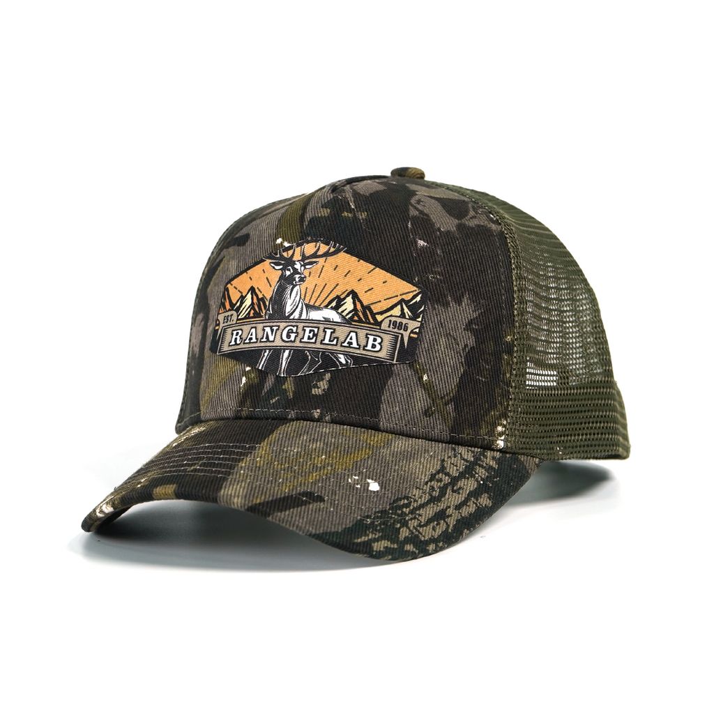 RANGELAB Camo Trucker Hat – Outdoor Hunting Mesh Cap with Printed Patch, Adjustable Snapback for Men & Women