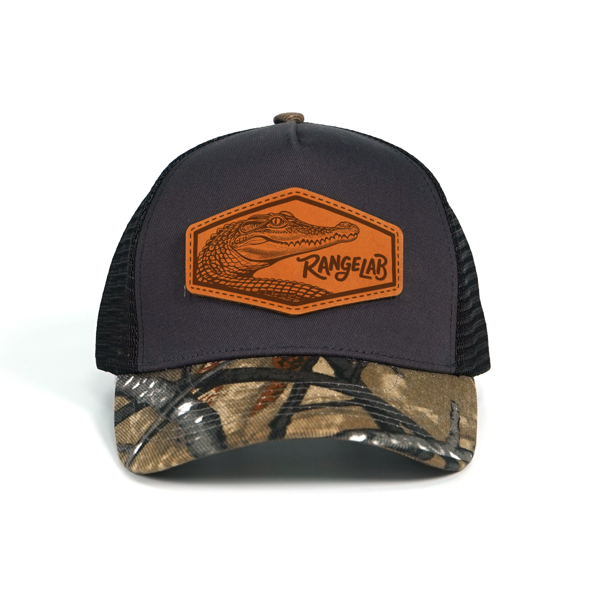 RANGELAB Spirit Beast Trucker Hat - Adjustable Snapback with Leather Wildlife Patch (Tiger, Gator, Grizzly, Eagle, Wolf)