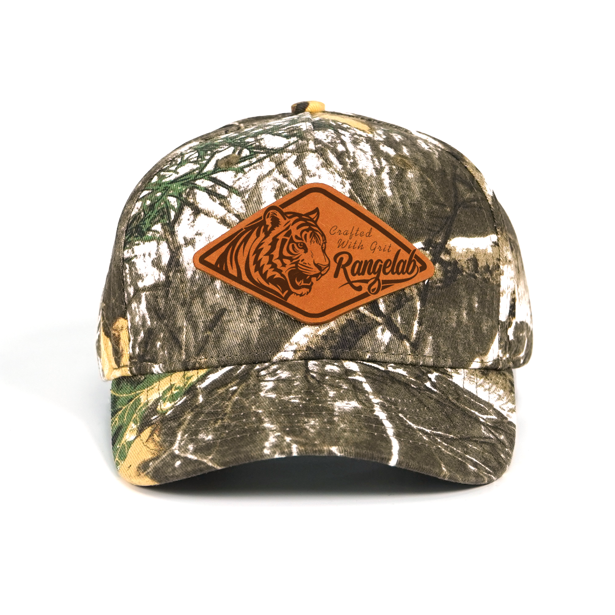 Rangelab Camo Snapback Hat – Laser-Engraved Wildlife Leather Patch, Adjustable Fit (22.5″–25″)