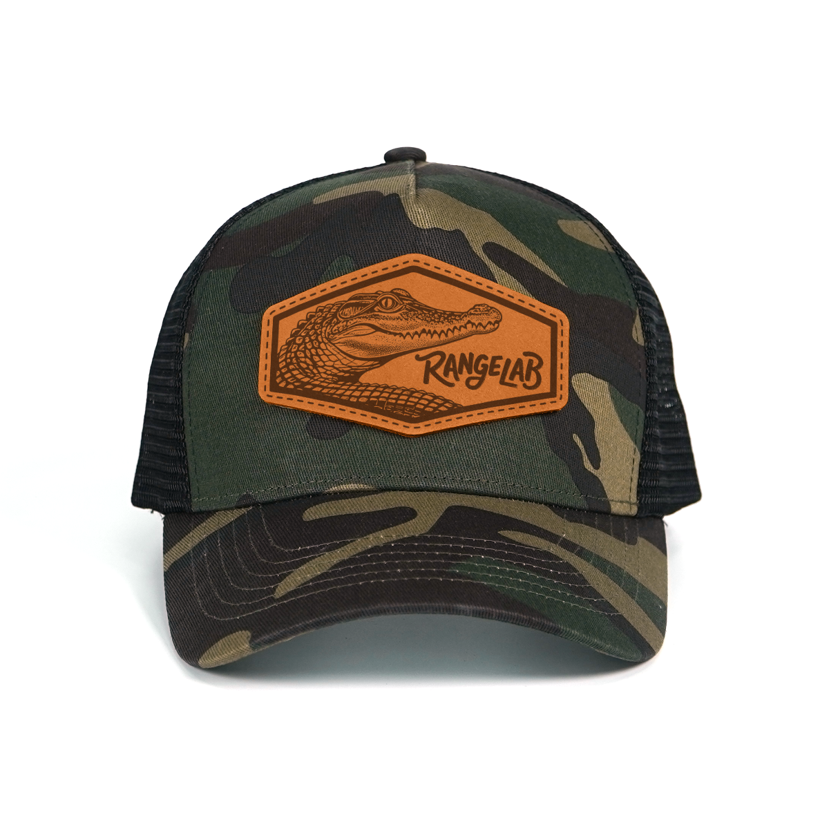 RANGELAB Camo Trucker Hat – Real Leather Patch with Breathable Mesh Back