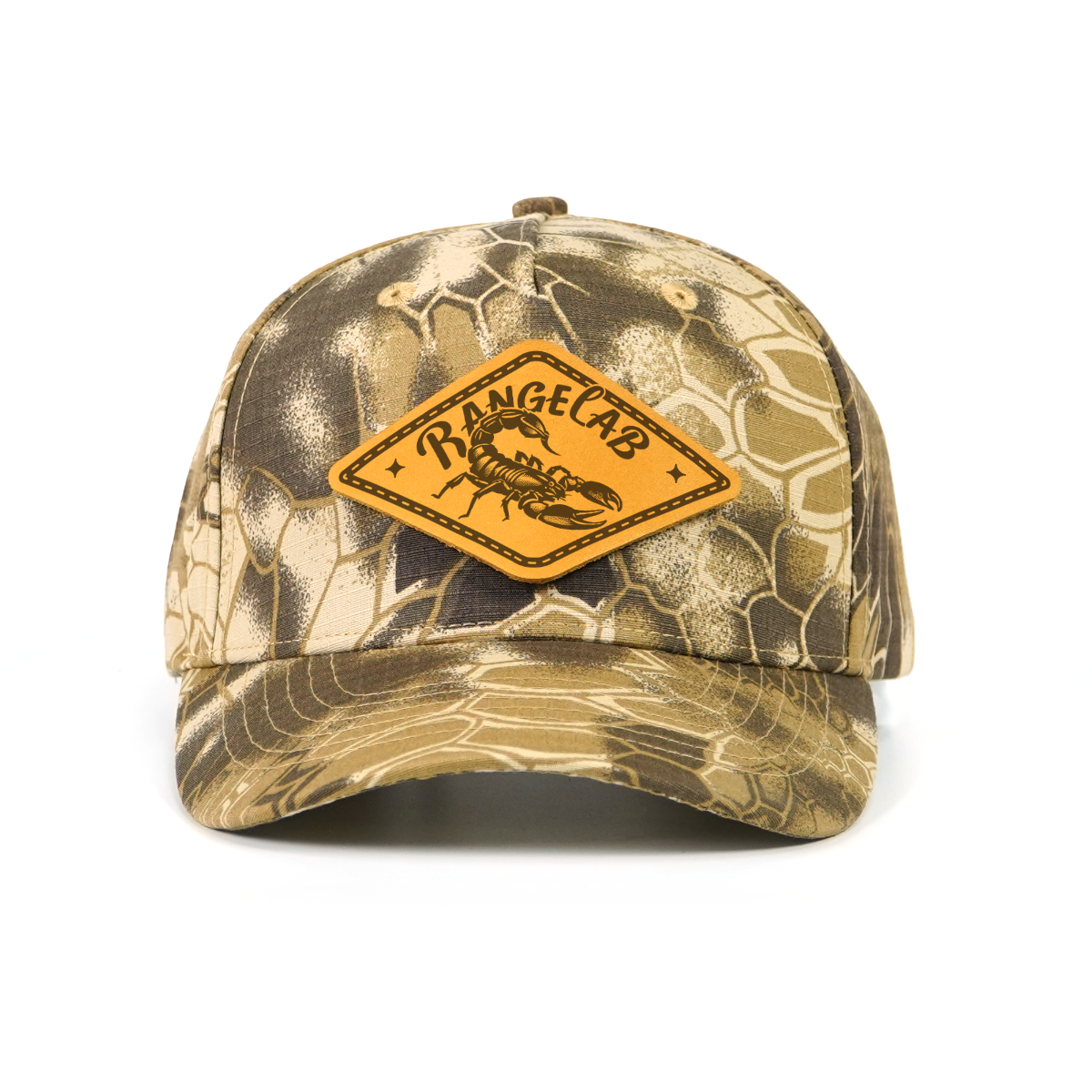 Rangelab Camo Baseball Cap with Leather Animal Patch - Adjustable Snapback for Outdoor Adventure