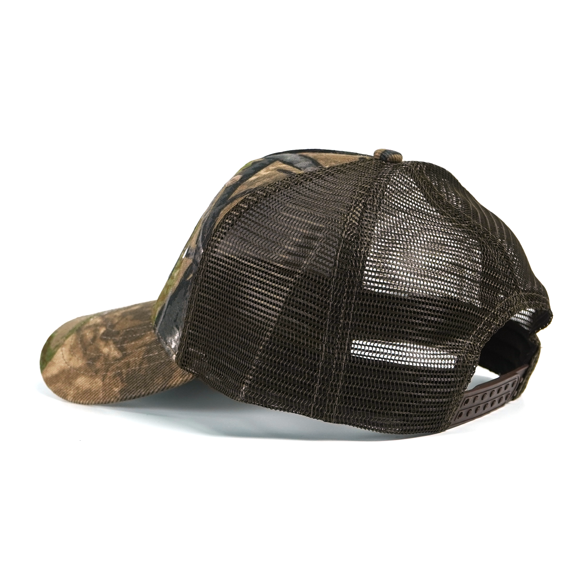 RANGELAB Camo Trucker Hat – Outdoor Mesh Snapback Cap for Men & Women | Adjustable Hunting Hat with Embroidered Leather Patch