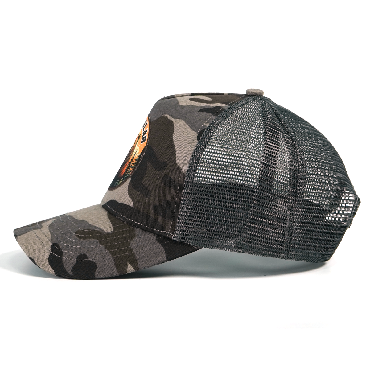RANGELAB Camo Trucker Hat for Men & Women – Outdoor Mesh Snapback Cap with Eagle, Bear or Tiger Patch – Adjustable Fit, Breathable Camouflage Hat for Hiking, Camping & Everyday Wear