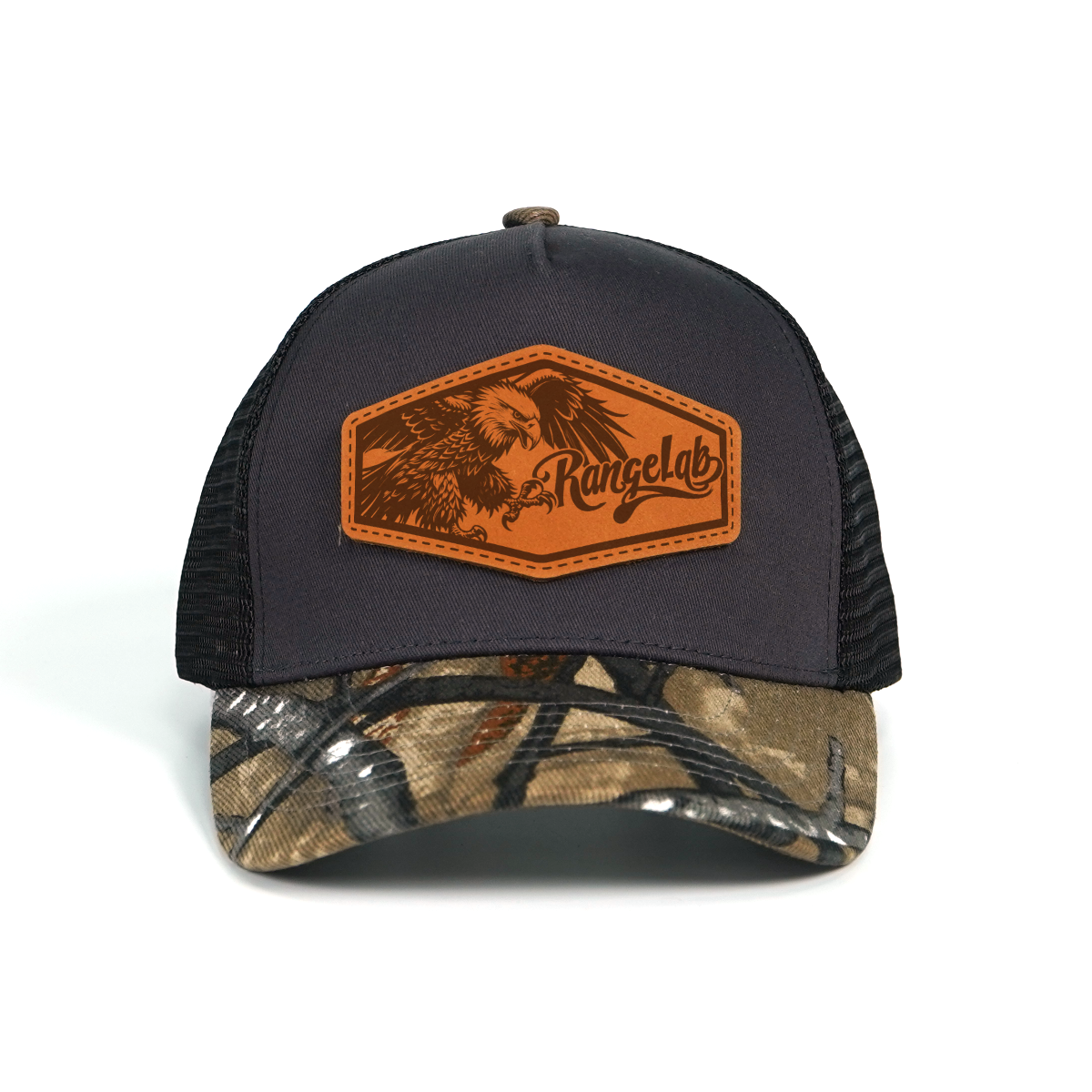 RANGELAB Spirit Beast Trucker Hat - Adjustable Snapback with Leather Wildlife Patch (Tiger, Gator, Grizzly, Eagle, Wolf)