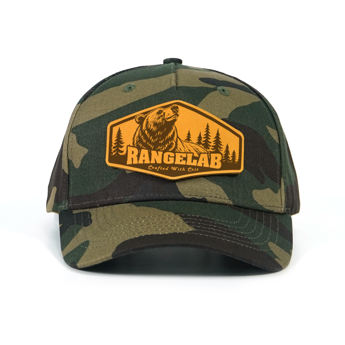 Rangelab Camo Snapback Hat – Wildlife Leather Patch, Adjustable Fit (22.5″–25″) | Outdoor & Daily Style