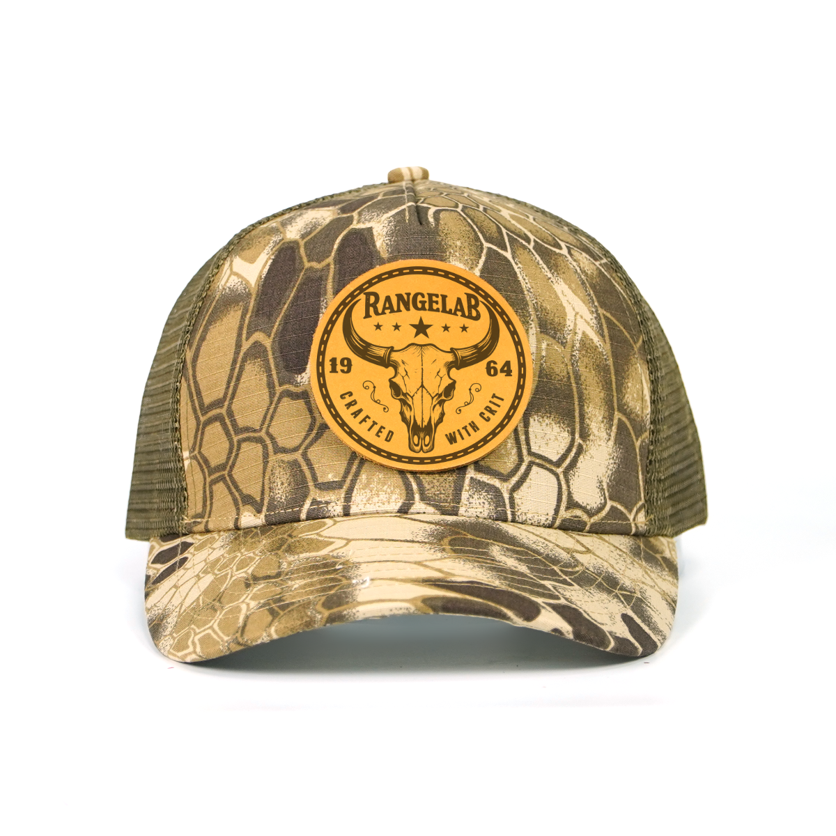 Rangelab Camo Mesh Cap - Adjustable Snapback with Wildlife Leather Patch | Outdoor Adventure Hat for Men & Women