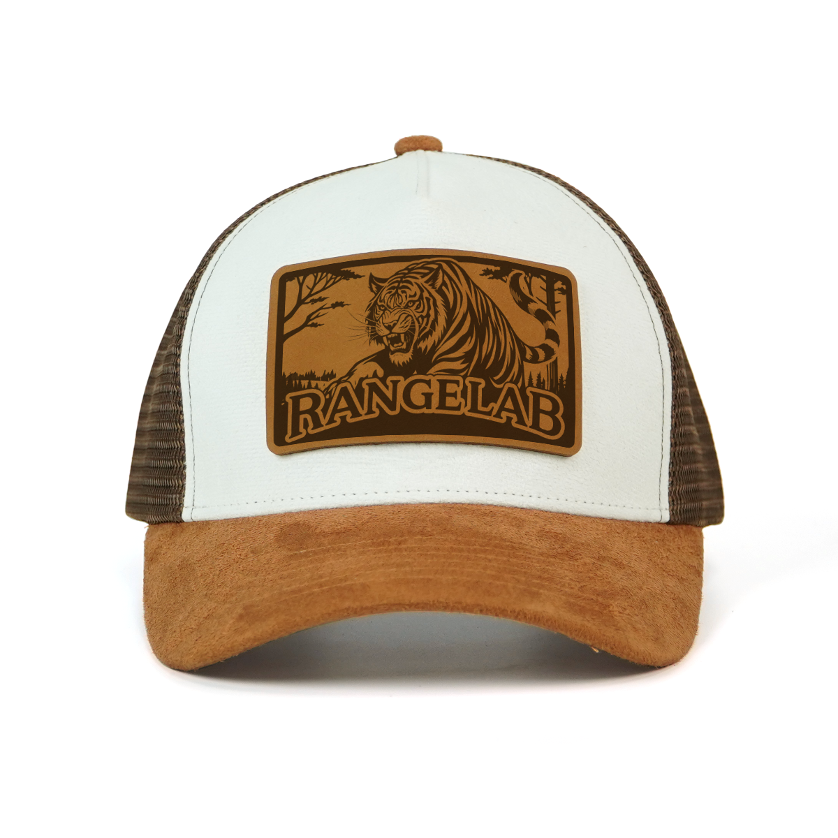 Rangelab WildCraft Trucker Hat – Suede Brim, Breathable Mesh, Animal Leather Patch (Adjustable 22.5″–25″)