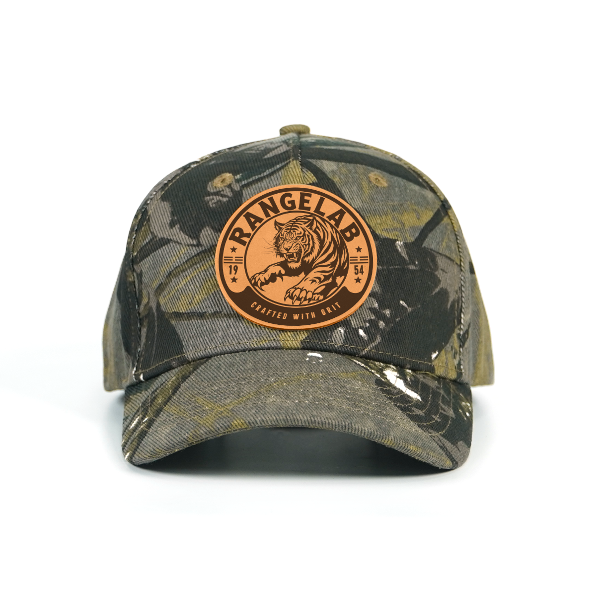 RANGELAB Camo Snapback Cap - Leather Animal Patch | Adjustable Outdoor Hat