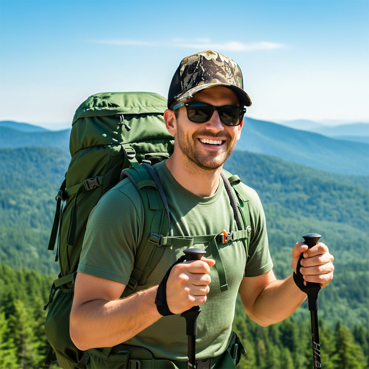 RANGELAB Brown Woodland Camo Trucker Hat – Adjustable Mesh Back Outdoor Cap for Men & Women | Breathable Hunting, Hiking & Everyday Snapback