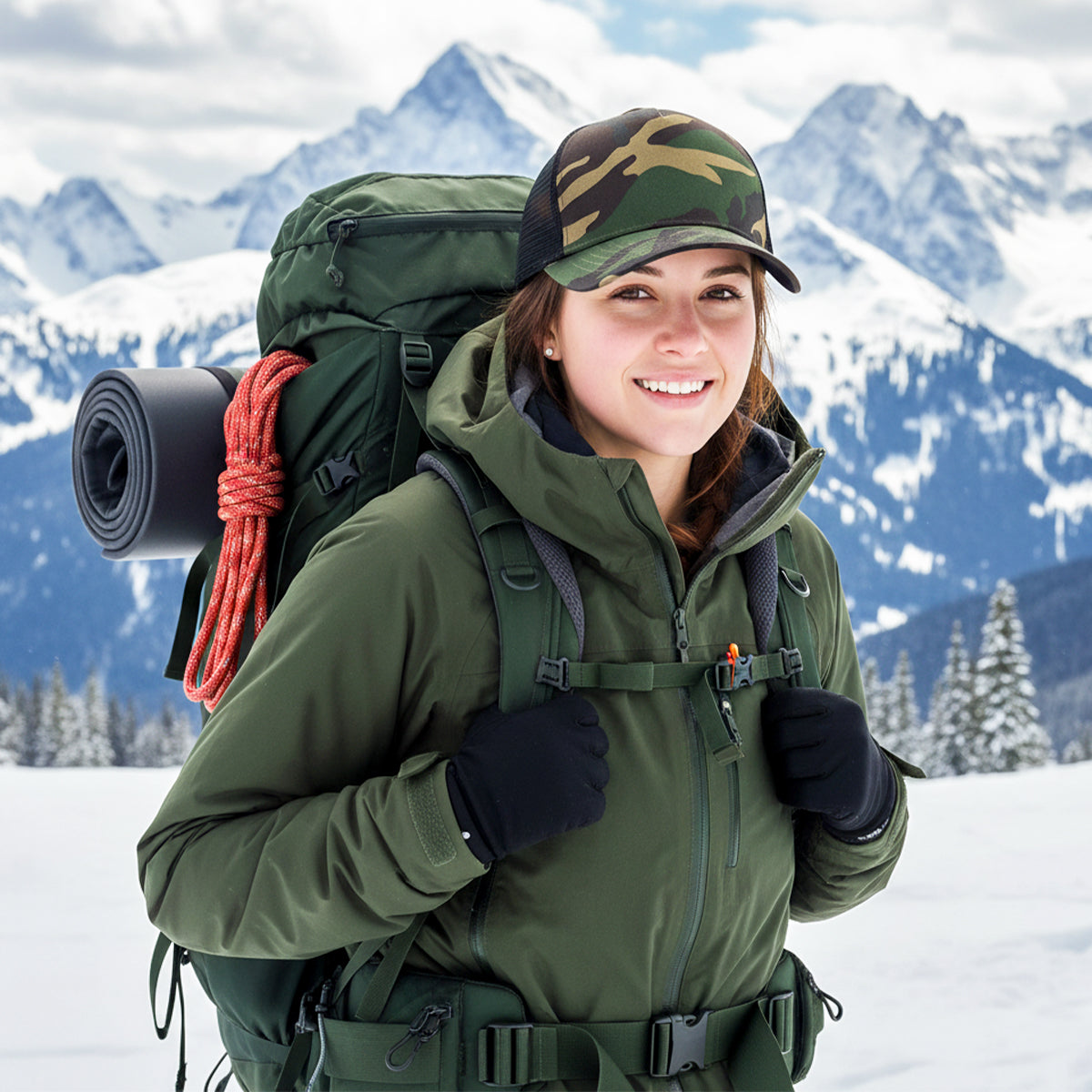 RANGELAB Camo Trucker Hat – Tactical Mesh Snapback for Outdoor Adventures